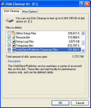 Disk Cleanup for dialog box